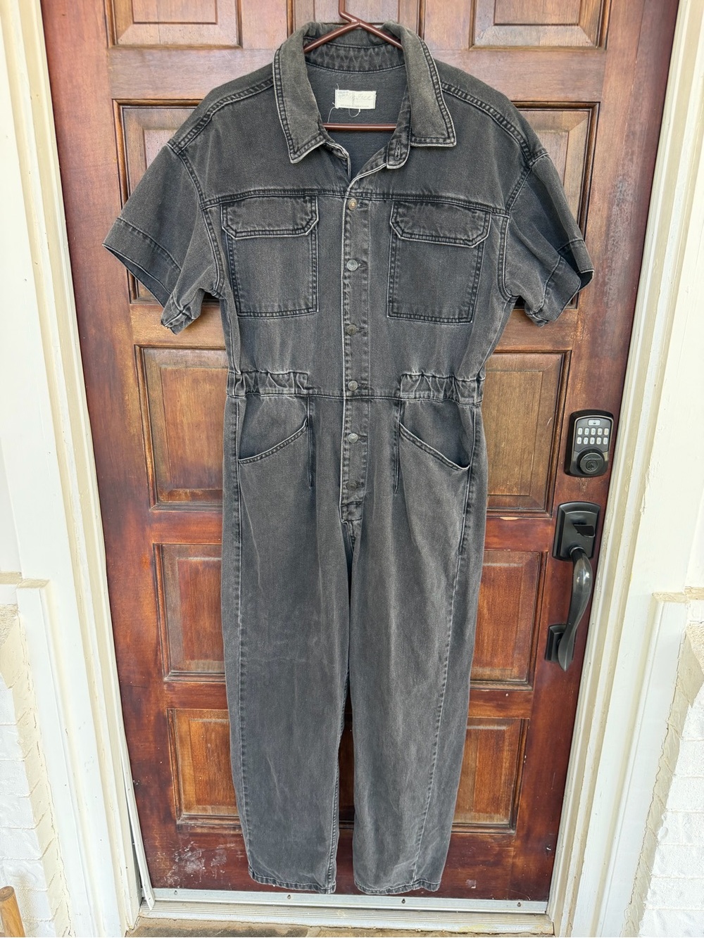Free People Black Denim Jumpsuit
